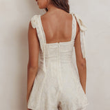 Good Days Tied Shoulder Romper Cream