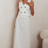 Payday Sleeveless Double Breasted Vest Top Off White