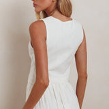 Payday Sleeveless Double Breasted Vest Top Off White