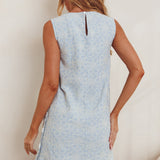 Sundae Funday Side Button Mini Dress Blue