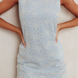 Sundae Funday Side Button Mini Dress Blue