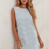 Sundae Funday Side Button Mini Dress Blue