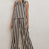 Love Galore Striped Wide Leg Pant Black/Beige
