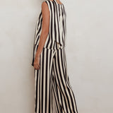 Love Galore Striped Wide Leg Pant Black/Beige