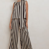 Love Galore Striped Wide Leg Pant Black/Beige
