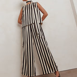 Love Galore Striped Wide Leg Pant Black/Beige