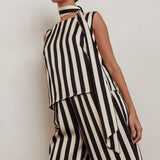 Love Galore Striped Sleeveless Top Black/Beige
