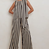 Love Galore Striped Sleeveless Top Black/Beige