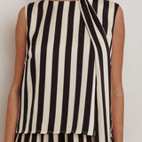 Love Galore Striped Sleeveless Top Black/Beige