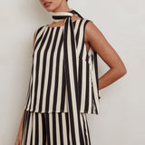 Love Galore Striped Sleeveless Top Black/Beige