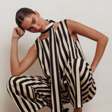 Love Galore Striped Sleeveless Top Black/Beige