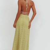 Days Away Crochet Lace Maxi Skirt Moss