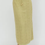 Days Away Crochet Lace Maxi Skirt Moss