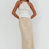 Days Away Crochet Lace Maxi Skirt Sand