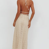 Days Away Crochet Lace Maxi Skirt Sand