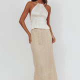 Days Away Crochet Lace Maxi Skirt Sand