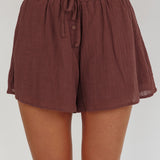 Salty Sea Waist Tie Shorts Chocolate