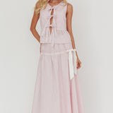 Salty Sea Tie Front Sleeveless Top Stripe Blush