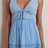 Joycelin V-Neck Eyelet Maxi Dress Blue