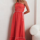 Ballad One-Shoulder Maxi Dress Coral