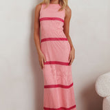 Ronnie Sleeveless Crochet Maxi Dress Pink