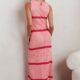 Ronnie Sleeveless Crochet Maxi Dress Pink