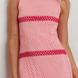 Ronnie Sleeveless Crochet Maxi Dress Pink