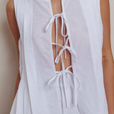 Bettino Sleeveless Tie Front Top White