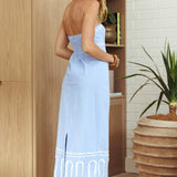 Jocasta Strapless Ric Rac Maxi Dress Blue