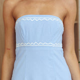 Jocasta Strapless Ric Rac Maxi Dress Blue