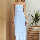 Jocasta Strapless Ric Rac Maxi Dress Blue