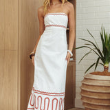 Jocasta Strapless Ric Rac Maxi Dress Off White
