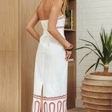 Jocasta Strapless Ric Rac Maxi Dress Off White