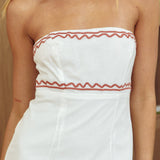 Jocasta Strapless Ric Rac Maxi Dress Off White