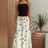 Melbourne Contrast Bodice Maxi Dress Polka Dot Black