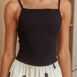 Melbourne Contrast Bodice Maxi Dress Polka Dot Black