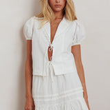 Danessa Frill Hem Pintuck Skirt White