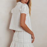 Danessa Frill Hem Pintuck Skirt White