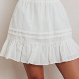 Danessa Frill Hem Pintuck Skirt White
