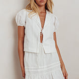 Danessa Frill Hem Pintuck Skirt White