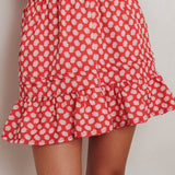 Danessa Frill Hem Pintuck Skirt Floral Red