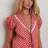 Danessa Tie Front Top Floral Red