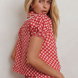 Danessa Tie Front Top Floral Red