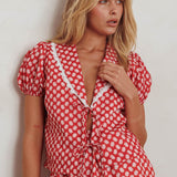 Danessa Tie Front Top Floral Red