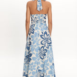 Exhilaration Halterneck Maxi Dress Floral Blue