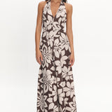 Exhilaration Halterneck Maxi Dress Print Chocolate