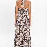 Exhilaration Halterneck Maxi Dress Print Chocolate