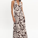 Exhilaration Halterneck Maxi Dress Print Chocolate