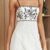 Mondo Scalloped Hem Maxi Dress Embroidered Oat