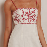 Mondo Scalloped Hem Maxi Dress Embroidered Red